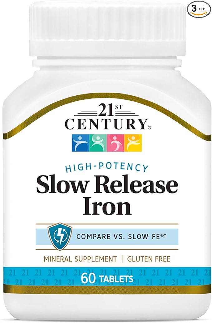 21st Century Slow Release Iron Tablets, 60 Count (Pack of 3)