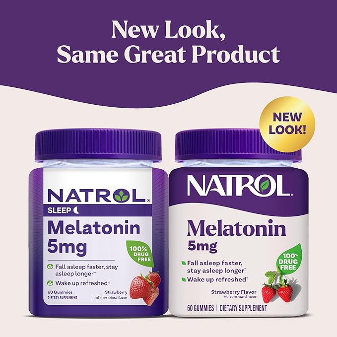 Natrol Melatonin Gummies, Sleep Support, 60 Strawberry-Flavored Adult Melatonin Gummies, 5 mg Sleep Aids for Adults