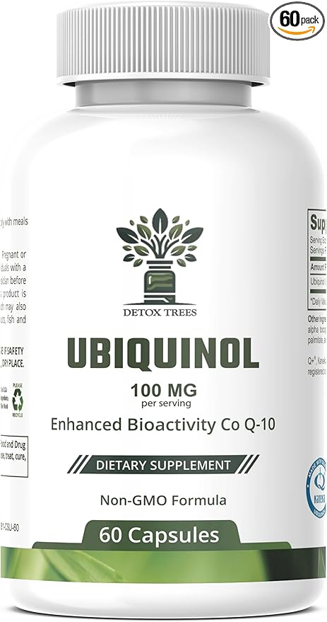 Ubiquinol CoQ10 100mg - Enhanced Bioavailability, High Absorption Coenzyme Q10 Supplement - Non-GMO, Gluten Free co q10 for Heart Health, Healthy Blood Pressure Levels, 60 Capsules