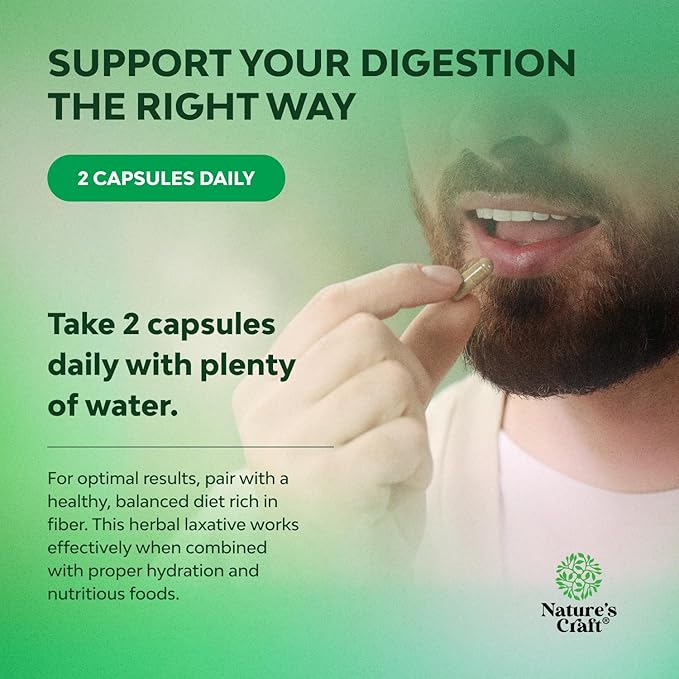 Herbal Laxative Capsules with Probiotics – Gentle Laxative for Women and Men with Senna Leaf Psyllium Husk and Cascara Sagrada - Senna Pills for Colon Cleanse and Detox Support (60 Servings)