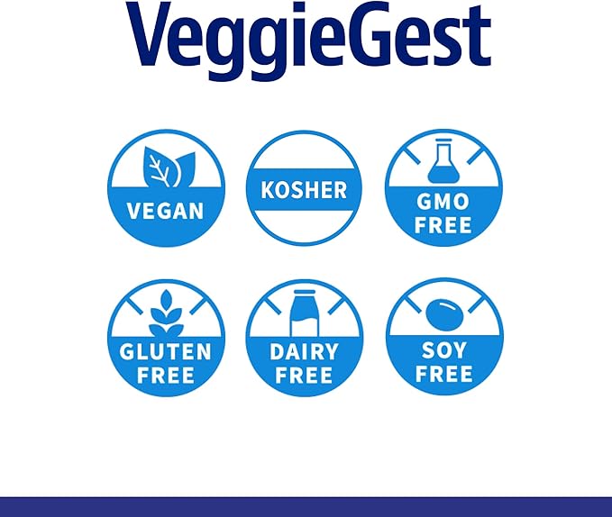 Enzymedica VeggieGest, Digestive Enzymes for Vegan, Vegetarian and Raw Diets, Prevents Gas and Bloating, 90 Capsules (FFP)