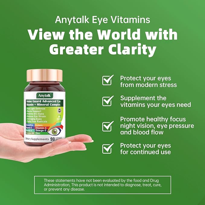 Lutein Eye Vitamins - Eye Health Supplements for Macular Pigment & Dry Eye, Contains Lutein, Zeaxanthin, Zinc, Omega-3, Vitamins C & E to Adult Support Healthy Vision (90 Capsules)
