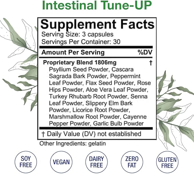 HoneyCombs Intestinal Tune-Up – Herbal Bowel Detox and Natural Constipation Relief – Adults Herbal Laxatives, Constipation Relief, Intestinal Cleanse & Colon Cleanser, 90 Capsules