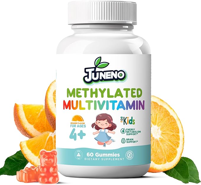 Methylated Multivitamin Gummies for Kids - MTHFR Support Supplement with B Complex 5-MTHF Folate (L-Methylfolate) B1 B3 B6 Methylcobalamin B12 Biotin Vitamins A C D3 E - Vegan Gluten Sugar Free