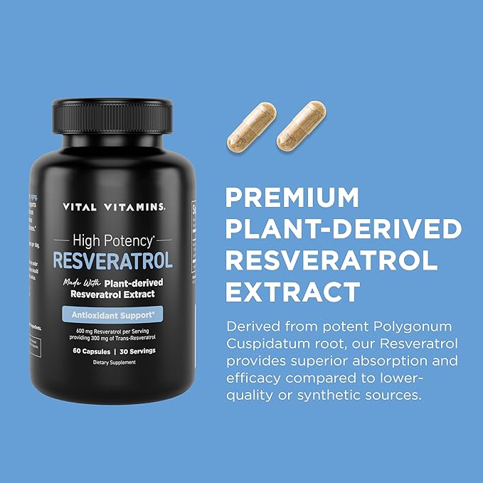 Vital Vitamins Resveratrol Capsules + NAD+ Supplement