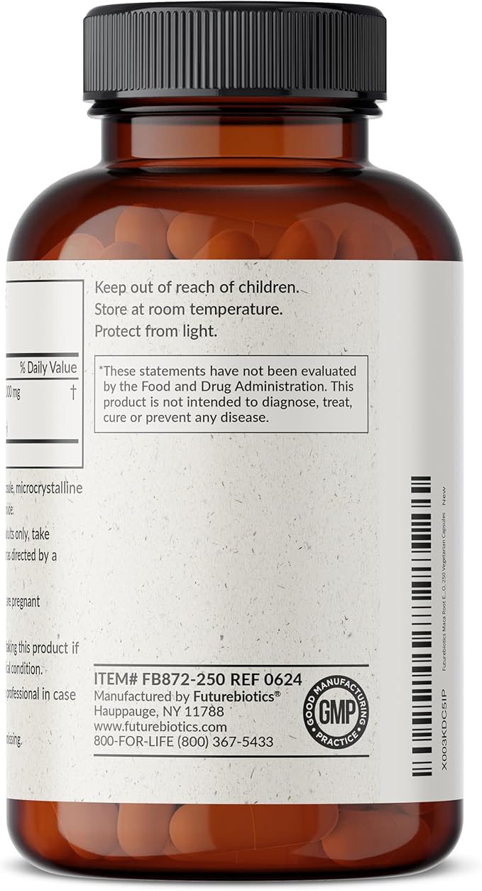 Futurebiotics Maca Root Extra Strength Supports Energy, Stamina & Reproductive Health, Non-GMO, 250 Vegetarian Capsules