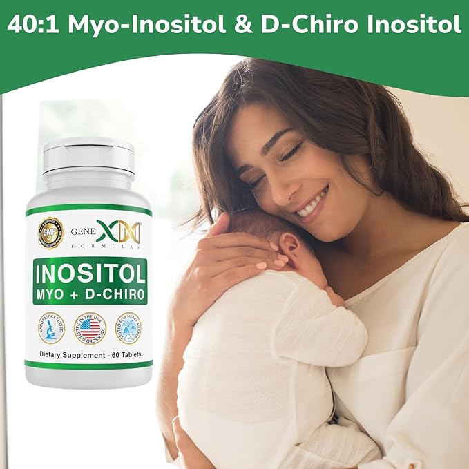 Genex Formulas 40:1 Myo-Inositol 2000mg D-Chiro Inositol 50mg (60 Tablets) Supports Hormone Balance & Ovarian Function - Vegan, Gluten Free, Non-GMO (30 Day Supply)