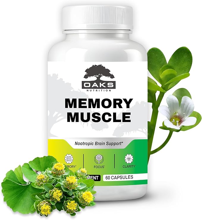 Memory Muscle - Premium Memory Support Supplement with Nootropics for Enhanced Focus & Mental Clarity - Featuring B12 for an Added Energy Boost