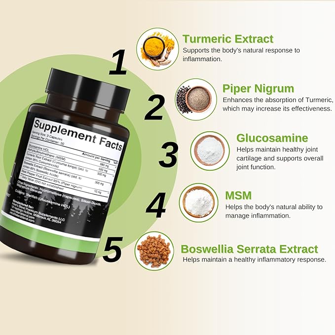 Advanced Joint Support Supplement for Hikers – Glucosamine, MSM, Turmeric & Boswellia Serrata – Developed by Hikers for Hikers – 30-Day Supply