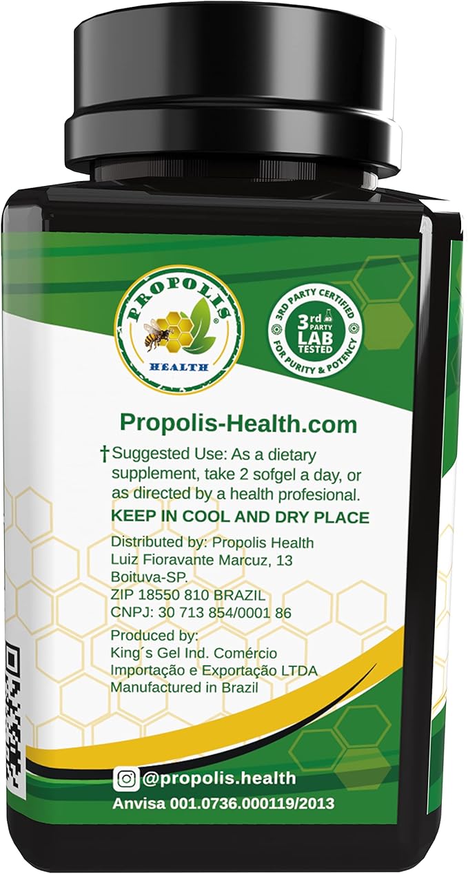 Propolis Health Propolis Capsules 1000mg-Daily with Vitamin E Per 2 Capsules - Brazilian Green Propolis Extract - Immune Booster 50 Days Supply Propolis Capsules (180 Capsules)