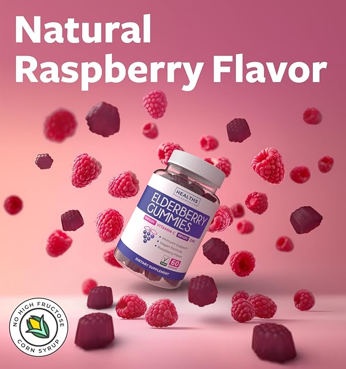 Vegan Sambucus Elderberry Gummies for Adults - Black Elderberry Vitamin C and Zinc Gummies for Daily and Seasonal Wellness - Delicious and Nutritious Immune Support Gummy (1 Month Supply)