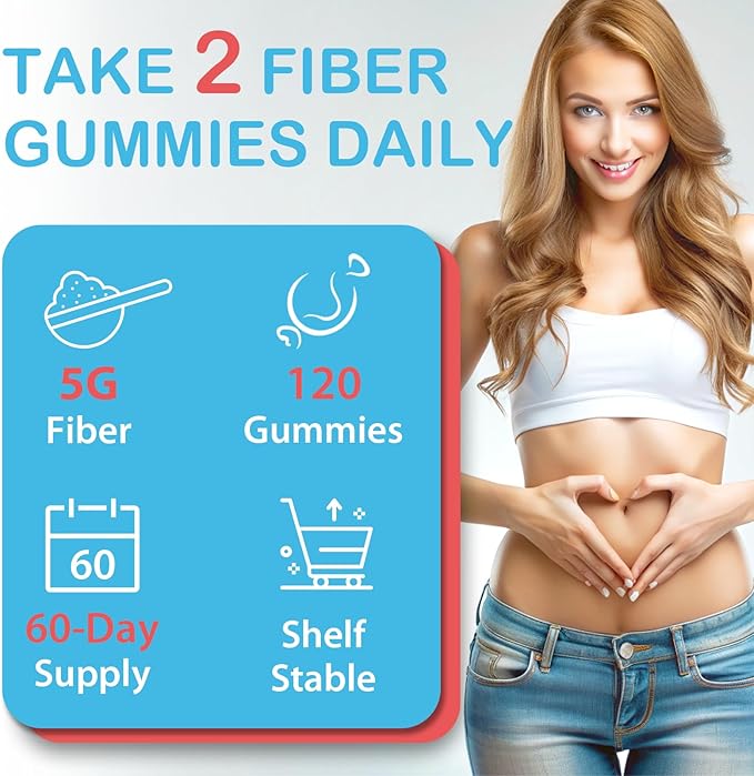 2 Packs - Fiber Gummies for Adults, Sugar Free Probiotics & Prebiotic Fiber Gummies, with Inulin, Fos & Chicory Root - for Regularity, Digestion & Gut Health - Vegan, Gluten Free, 120 Counts