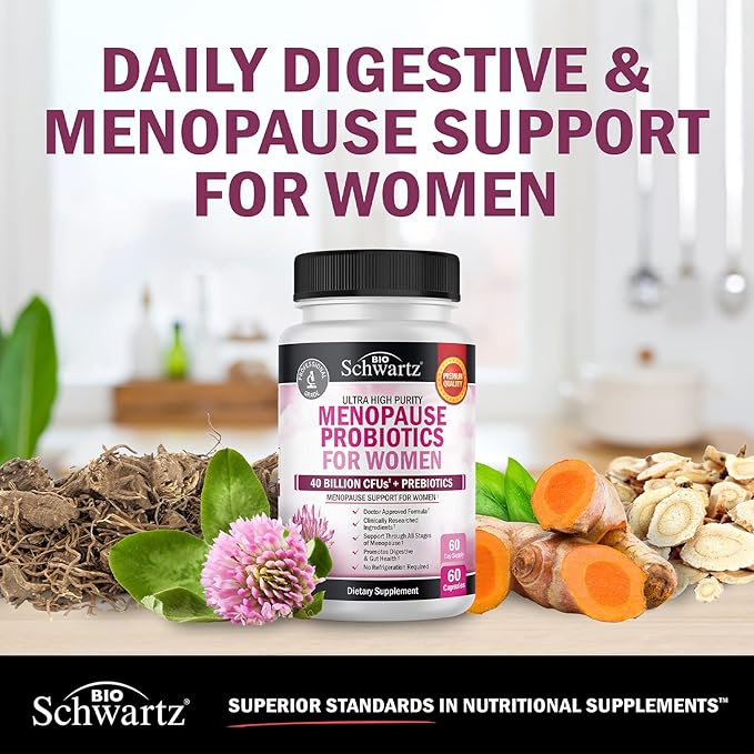 Menopause Supplements for Women - 40 Billion CFU Menopause Probiotics for Women - Support for Hot Flashes Night Sweats Mood Swings and Balance - Non-GMO, 60 Easy-Swallow Capsules, 60 Servings