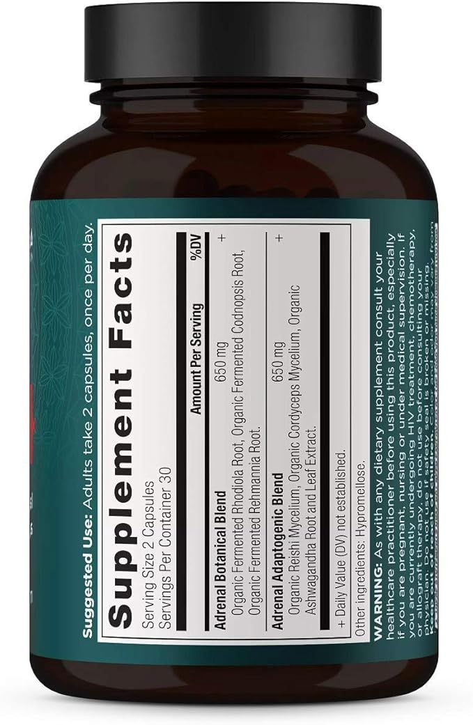 Ancient Nutrition Adrenal Support with Ashwagandha Supplement, Helps Reduce Stress & Fatigue, Paleo and Keto Friendly, Gluten Free, 1300mg, 60 Capsules