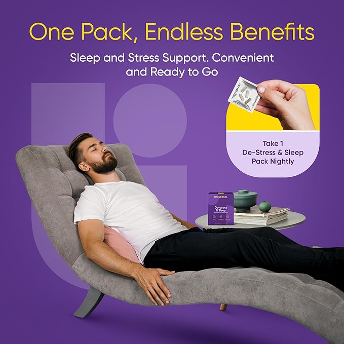 De-Stress & Sleep Supplement - 10-in-1 Natural Sleep Aid for Adults, Daily Multivitamin with Magnesium, Melatonin, Ashwagandha, L Theanine, Valerian Root, Sleeping Pills for Men and Women, 30 Pack