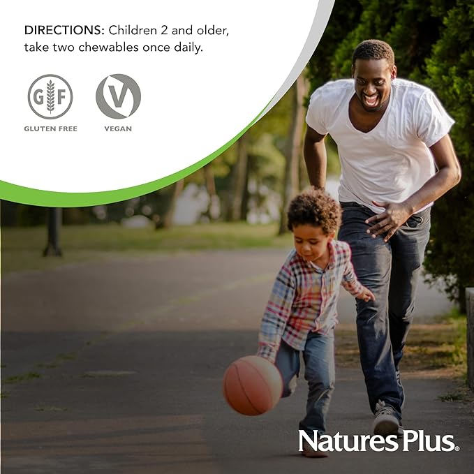 Natures Plus Animal Parade Children's Chewable Multivitamin - 90 Animal-Shaped Tablets - Natural Assorted Flavors - Vegetarian, Gluten Free - 45 Servings