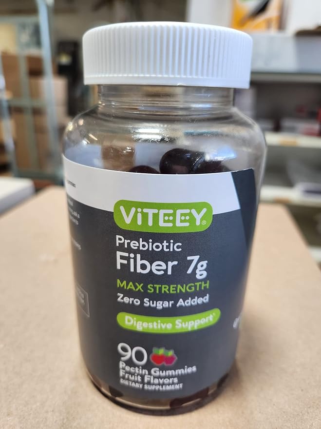 VITEEY Prebiotic Fiber Gummies for Adults, 7g - Zero Sugar Added - Fiber Supplement for Digestive Health Regularity & Natural Weight Support - Vegan, Gelatin Free - Chewable Fruit Flavored Gummy