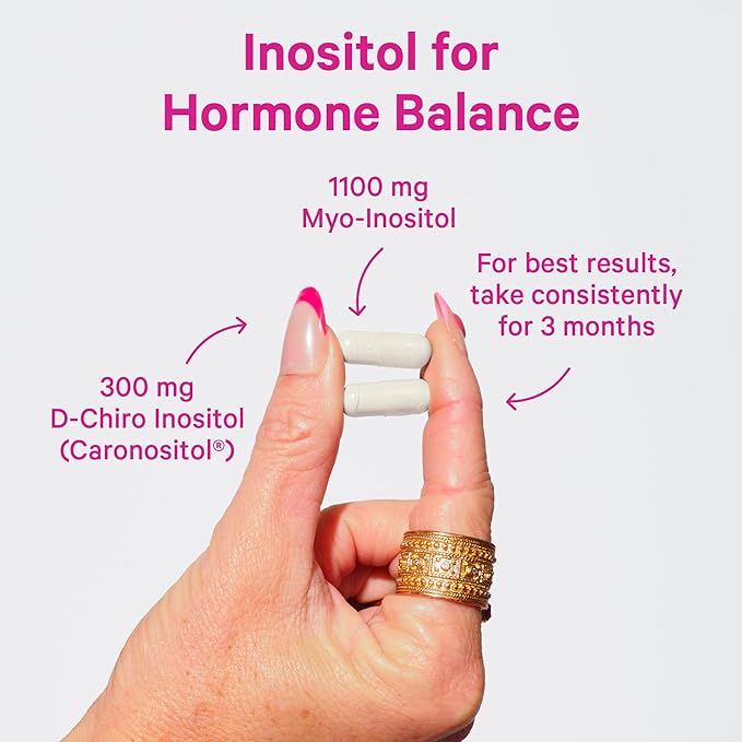 Pink Stork Myo-Inositol & D-Chiro Inositol: 3.6:1 Blend to Support Fertility, Hormone Balance for Women - Ovarian Function, Ovulation, Conception, and Period Support Supplement - 60 Capsules