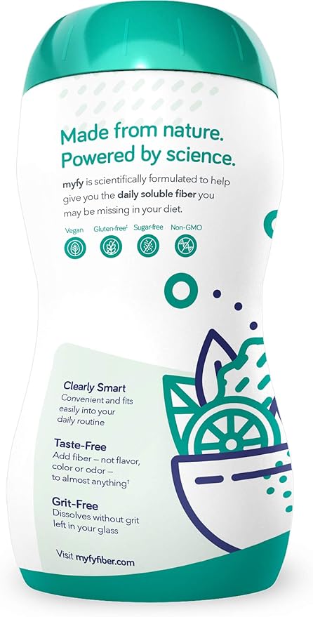 MyFy Natural Prebiotic Fiber Supplement Powder - Clear, Soluble, Daily Digestive Support for Gut Health & Regularity - Non-GMO, Taste-Free, Sugar-Free, Gluten-Free - 10.6oz (60 Servings)