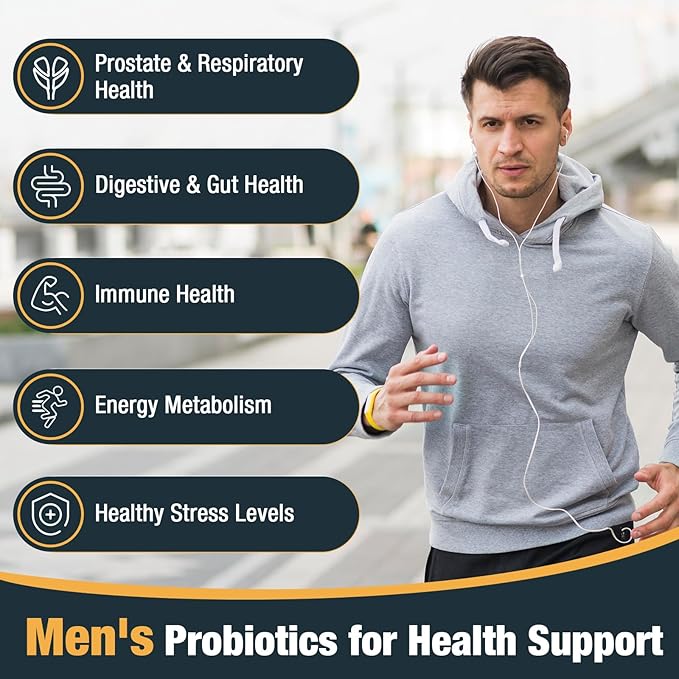 Probiotics for Men, 500 Billion CFUs & 12 Strains, Men's Probiotic with Turmeric, Cranberry, Goji, Pro Biotics for Overall Digestive, Immune Health, Stomach, Gut & Bloating, 60 Capsules