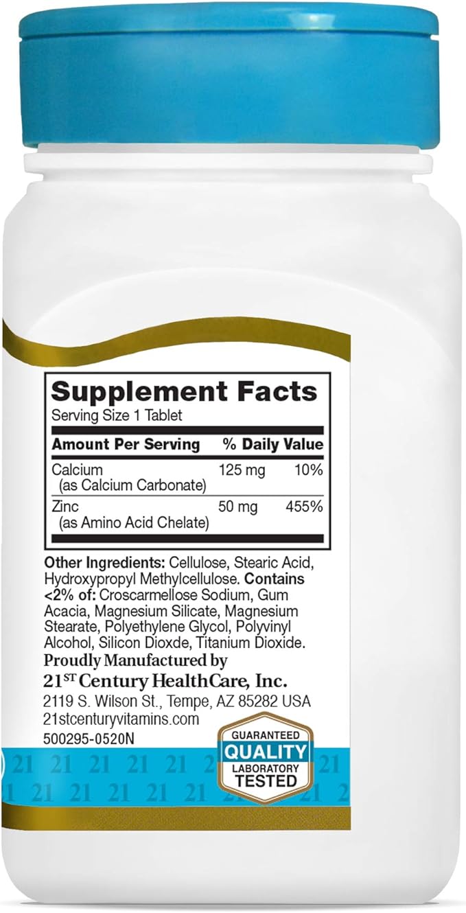 21st Century Zinc 50 Mg (Chelated) Tablets, 110 Count (Pack of 1)