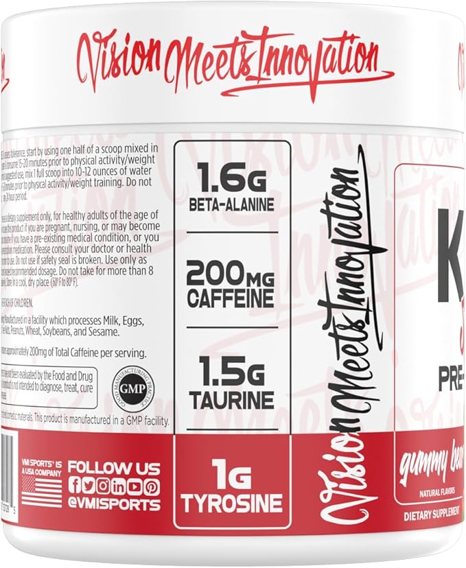 K-XR Sport Pre-Workout Powder | Energy – Performance – Focus and Pumps | Maximum Absorption Formula | Great Taste for Men & Women | 30 Servings (30 Servings, Gummy Bear)