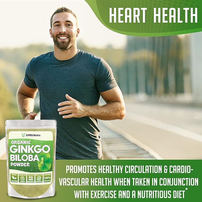 XPRS Nutra Organic Ginkgo Biloba Powder - Gingko Biloba Supplements for Cognition - Vegan Friendly Ginkoba Biloba Organic - Immunity Boosting Ginkgo Biloba Powder (16 oz)