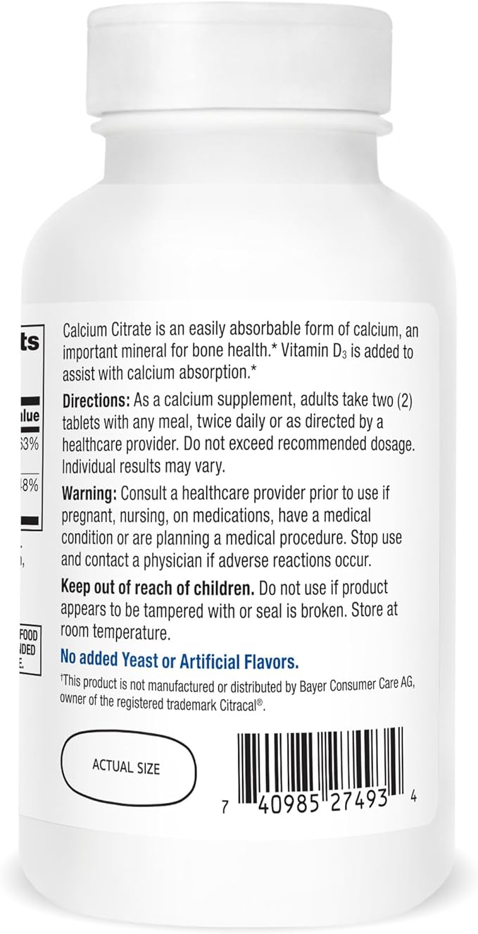 21st Century Calcium Citrate Plus D Maximum Caplets, 120 Count (27493)
