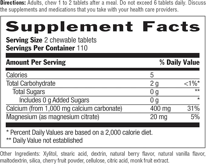 Country Life Acid Rescue Chewable Tablets - Certified Vegan & Gluten-Free Heartburn Relief, 400mg Calcium & Magnesium, Non-GMO, Sugar-Free Berry Flavor, Supports Bone Health, 220 Count