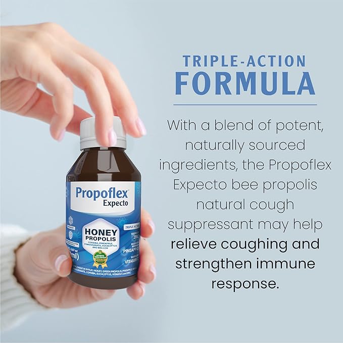Beelife Propoflex Expecto Cough Syrup - Triple-Action - Natural Cough Syrup for Kids & Adults - Made in Brazil Green Propolis - Zinc, Bromelain, Vitamin C- 150 ml