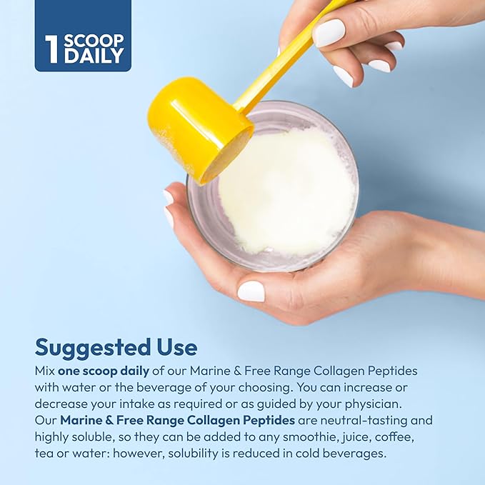 ANDREW LESSMAN Marine, Free Range Collagen Peptides Powder and MSM 60 Servings - Supports Radiant Smooth Soft Skin, Comfortable Joints. Super Soluble No Fishy Flavor No Additives Non-GMO