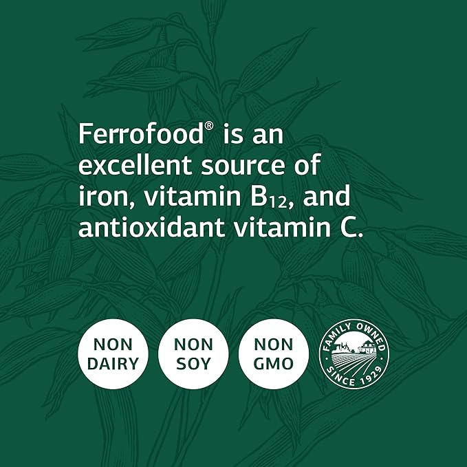 Standard Process Inc. Ferrofood - Whole Food Antioxidant, Healthy Blood and Hemoglobin with Cyanocobalamin, Acerola, Shiitake, Rice Bran, Organic Carrot, Alfalfa, Spanish Moss - 40 Capsules