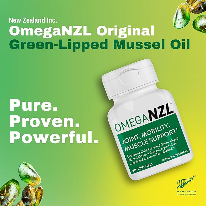 Original Omega-3 Joint Support Supplement, Best Natural Muscle Relief, Green Lipped Mussel Oil, 60 Softgels, No Fishy Aftertaste