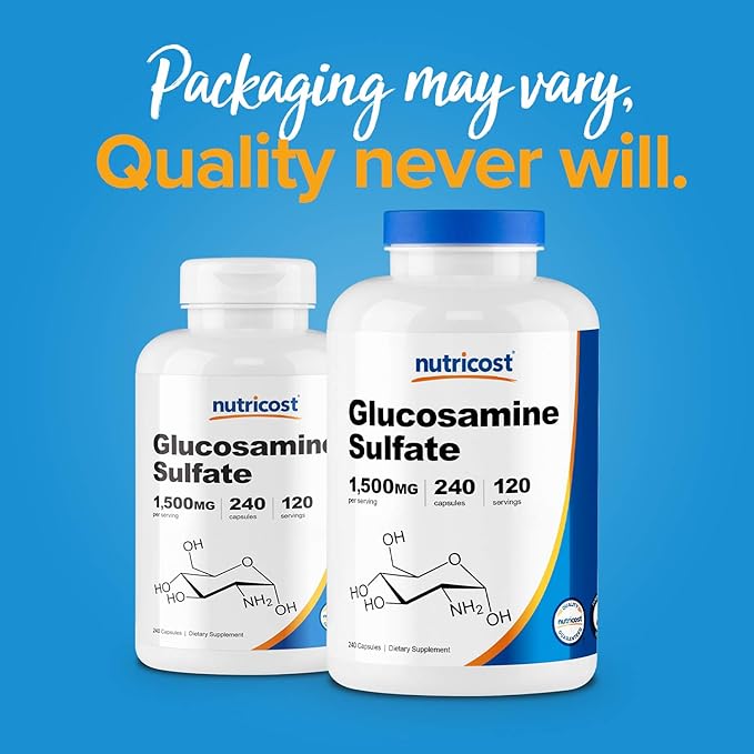 Nutricost Glucosamine Sulfate 750mg, 240 Capsules (3 Bottles) (1500mg Per Serving)