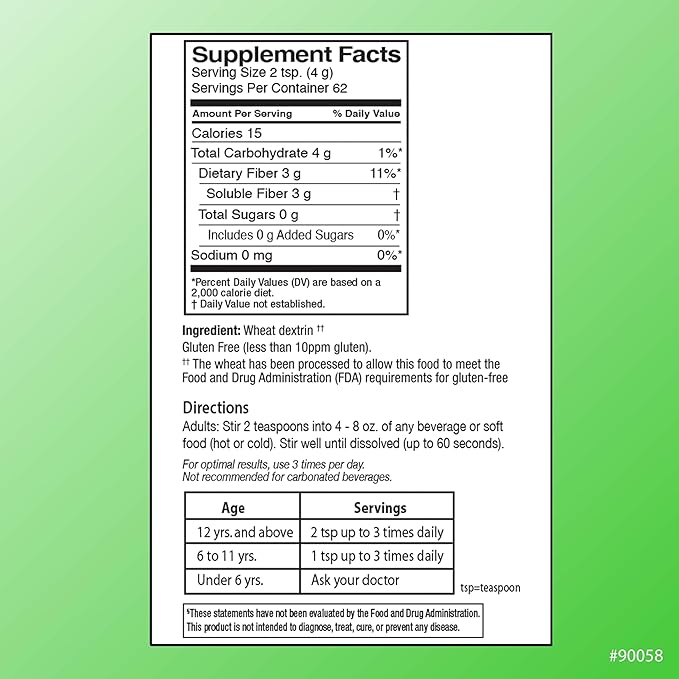 Quality Choice Clear Prebiotic Fiber Supplement Powder for Digestive Health - Tasteless, Non-Thickening Formula - 62 Servings, 8.6 Ounces (248g), Ideal for Adults & Children 6 & Up Daily Fiber Powder