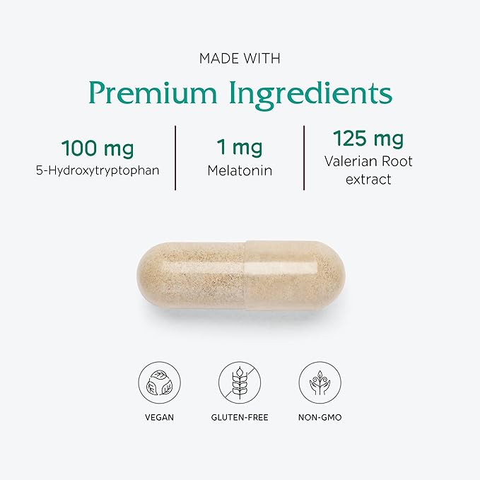 Vitanica Sleepblend, Non Habit Forming Sleep Support Supplement, with Melatonin, Valerian Root, Passionflower and Hops, Vegan, 60 Capsules