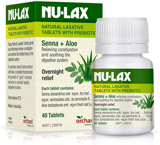 Natural Laxative Tablets With Prebiotic Senna + Aloe 40 Tablets