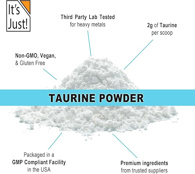 It's Just! - Taurine Powder, 250g Bulk, Pre-Workout Supplement, Unflavored (250g / 125 Servings)