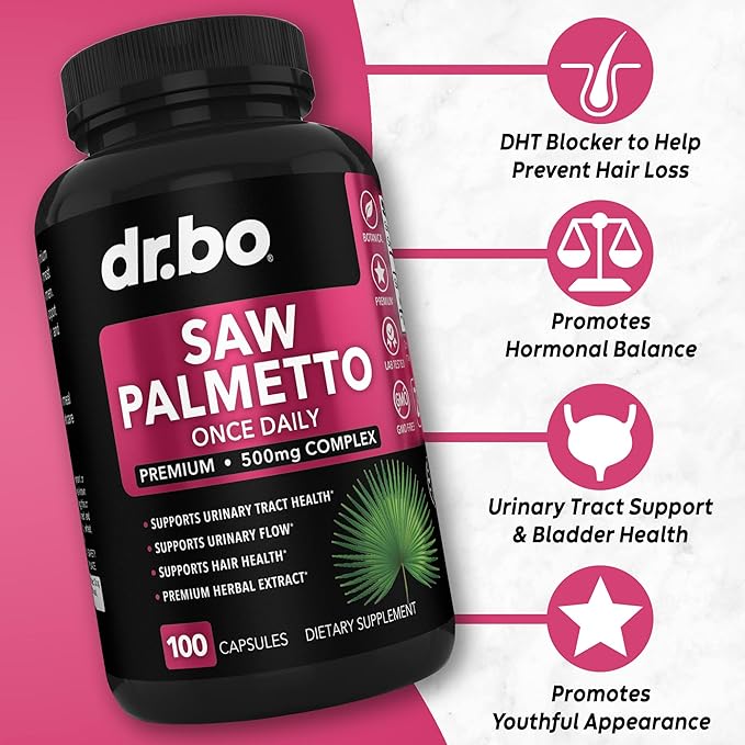 Saw Palmetto for Women Hair Loss - DHT Blocker for Women Natural Growth Plus Bladder Control Supplements Complex - Pure Saw Palmetto Hair Loss Supplement Capsules Support Extract & Urination Pills Aid
