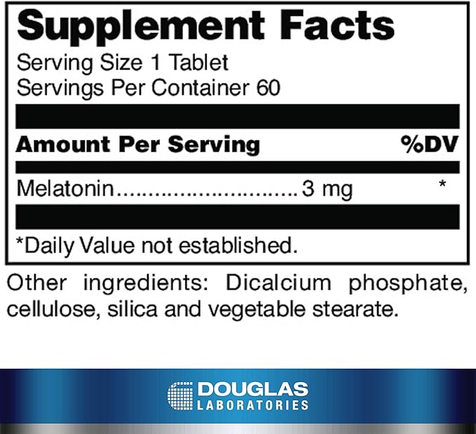 Douglas Laboratories Melatonin Prolonged Release - 3 mg Melatonin - Sleep Support Supplement - For Hormone Balance, Relaxation, Antioxidants & Immune System* - 60 Tablets