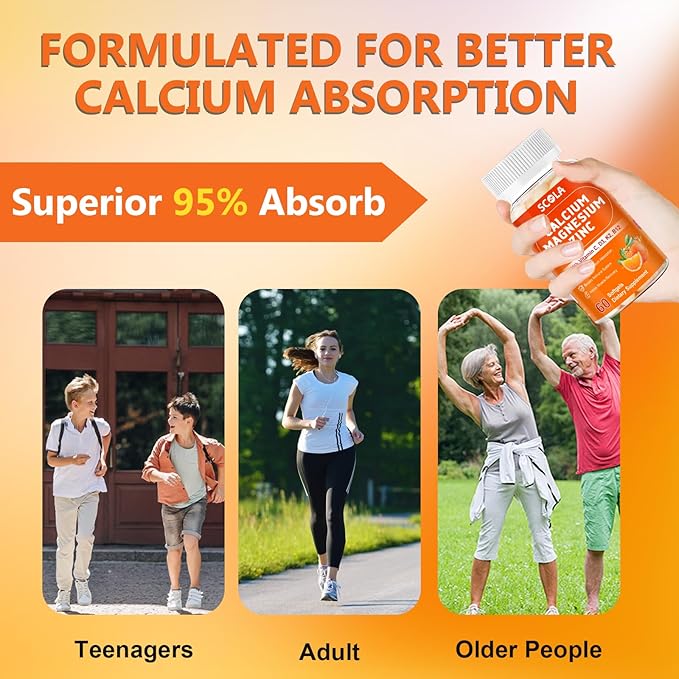 Calcium Magnesium Zinc Supplement with Vitamin C D3 B12 K2, 1000mg Calcium, 400mg Magnesium for Immune Energy Support, Bone Health and Muscle Function Softgels, 240 Count