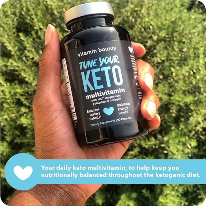 Vitamin Bounty Tune Your Keto Multivitamin – Keto-Specific Nutritional Support with Magnesium, Potassium, and MCT for Energy, Cramp Relief, and Nutrient Optimization, GLP-1 Support - 90 Capsules