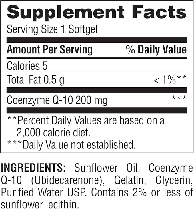 Nature's Wonder CoQ10 Supplement - CoQ10 200mg Softgels to Support Heart Health, Cardiovascular Function, and Cellular Energy Production, 120 Softgels, 120 Days Supply