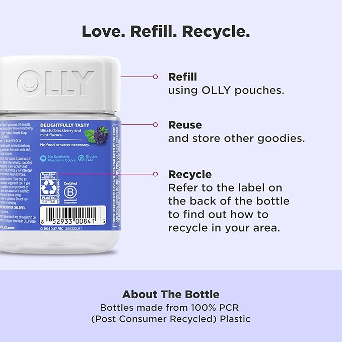 OLLY Extra Strength Sleep Gummy, 5 mg Melatonin, L-Theanine, Chamomile, Lemon Balm, Sleep Aid, BlackBerry - 50 Count