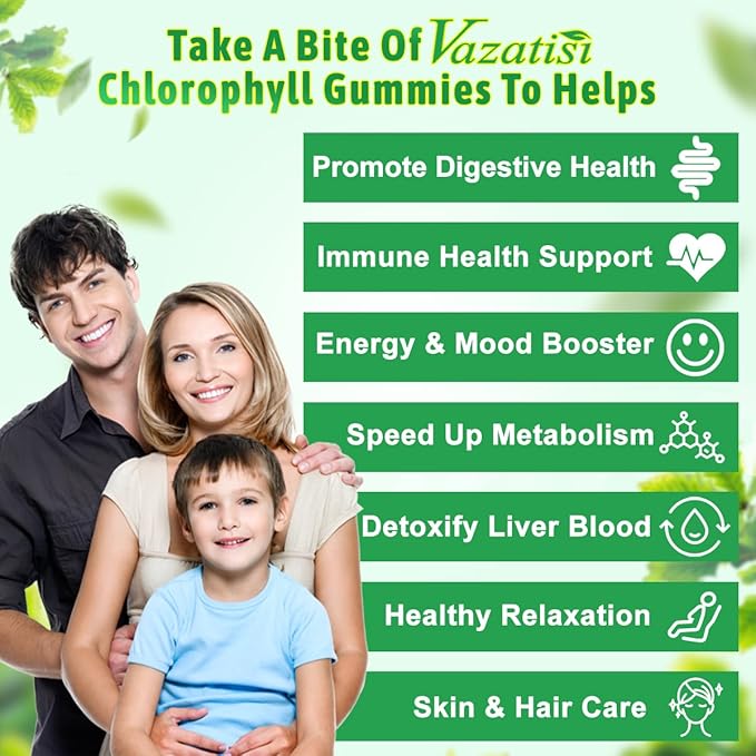 2 Pack Chlorophyll Gummies with Ashwagandha Vitamin C Zinc for Body Odor Skin Energy Immune Support Deodorant, Apple Flavor 120 Cts