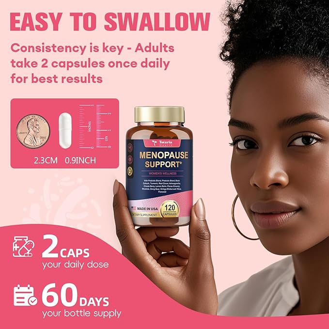 Complete Menopause Supplements for Women, 40-in-1 Hormone Balance for Women Night Sweats Relief, Hot Flashes, w/Black Cohosh, Probiotics, DIM, Vitex, Dong Quai, Red Clover, 120 Capsules
