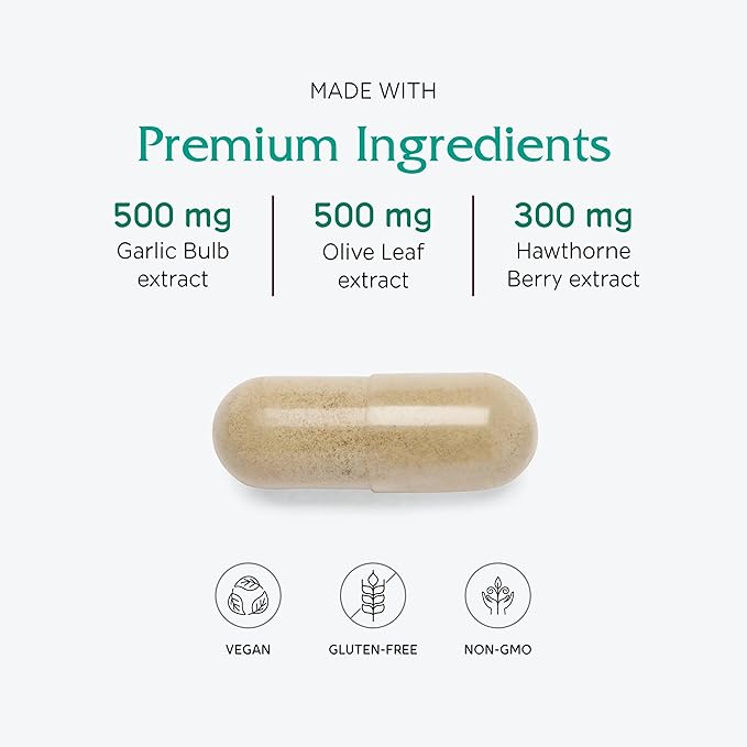 Vitanica VasoBlend - Heart Health Supplement with Folic Acid, Magnesium, CoQ10 & Terminalia Arjuna Bark - Heart Health Supplement - Lady - 180 Vegan Caps