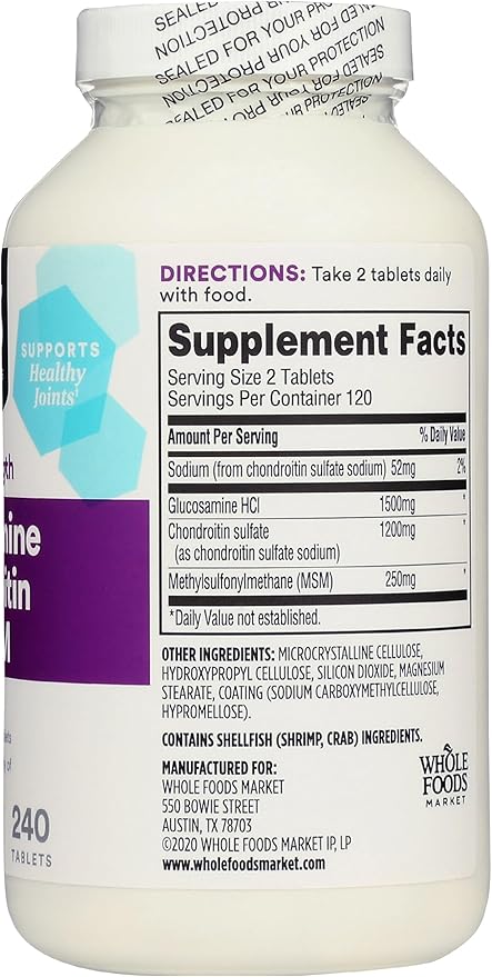 365 by Whole Foods Market, Glucosamine Chondroitin X Strength MSM, 240 Tablets
