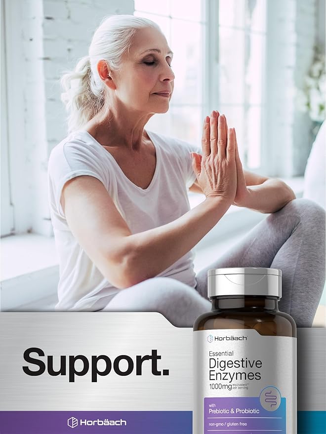 Horbäach Essential Digestive Enzymes | 100 Capsules | Enzyme Blend for Men & Women | Non-GMO & Gluten Free Supplement