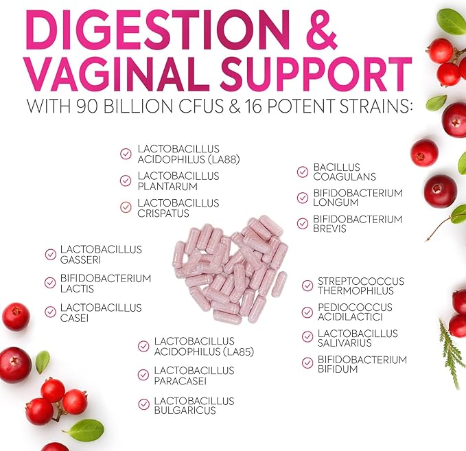 Women Probiotics For Digestive Health - Daily Vaginal PH Balance, Digestive & Feminine Health Support, 50 Billion CFU - 6 Unique Strains for Women - Womens Probiotic With Acidophilus - 60 Capsules